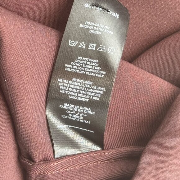 🆕 SELF PORTRAIT 🧿 NWOT Brown Satin Maxi Dress, Sz UK 10 / US 6 - Picture 14 of 16